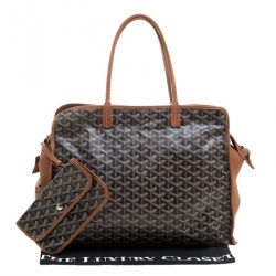 Pre Owned Goyard Brown/Cognac Coated Canvas Hardy Tote PM