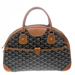 Goyard Brown/Cognac Chevron Print Coated Canvas St. Jeanne MM Bowler Bag
