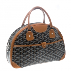 Goyard Brown/Cognac Chevron Print Coated Canvas St. Jeanne MM Bowler Bag