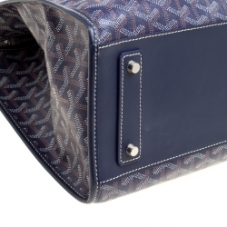 Pre Owned Goyard Blue Coated Canvas and Leather Marquises Tote