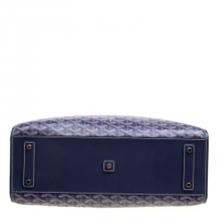 Pre Owned Goyard Blue Coated Canvas and Leather Marquises Tote