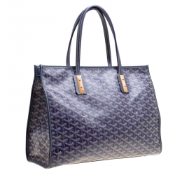 Pre Owned Goyard Blue Coated Canvas and Leather Marquises Tote