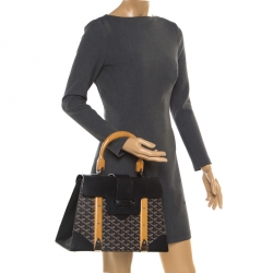 Pre Owned حقيبة جويارد يد علوية سيغون جلد وكانفاس مقوى سوداء/ بنية