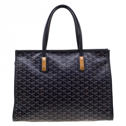 Pre Owned Goyard Blue Goyardine Coated Canvas and Leather Marquises Tote