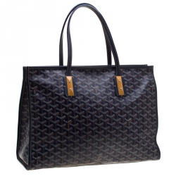 Pre Owned Goyard Blue Goyardine Coated Canvas and Leather Marquises Tote