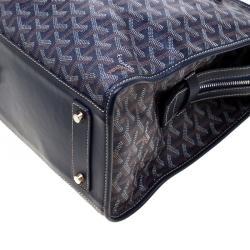 Pre Owned Goyard Blue Goyardine Coated Canvas and Leather Marquises Tote