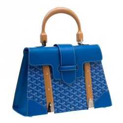 Goyard Blue Coated Canvas and Leather Saigon Top Handle Bag