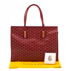 Pre Owned Goyard Red Goyardine Coated Canvas and Leather Marquises Tote