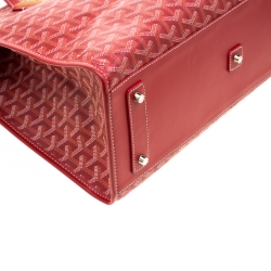 Pre Owned Goyard Red Goyardine Coated Canvas and Leather Marquises Tote