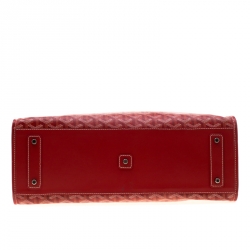 Pre Owned Goyard Red Goyardine Coated Canvas and Leather Marquises Tote
