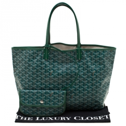 Pre Owned Goyard Green Coated Canvas Saint Louis PM Tote