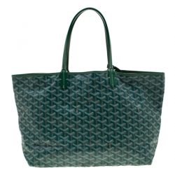 Pre Owned Goyard Green Coated Canvas Saint Louis PM Tote