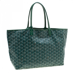 Pre Owned Goyard Green Coated Canvas Saint Louis PM Tote