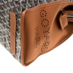 Pre Owned Goyard Tan/Cognac Coated Canvas Hardy Tote PM