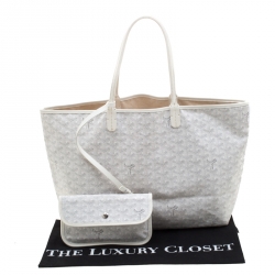 Pre Owned Goyard Saint Louis White Coated Canvas PM Tote