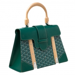 Goyard Green Coated Canvas and Leather MM Saigon Top Handle Bag