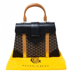 Pre Owned Goyard Black/Brown Coated Canvas and Leather Saigon Top Handle Bag