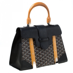 Pre Owned Goyard Black/Brown Coated Canvas and Leather Saigon Top Handle Bag