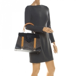 Pre Owned Goyard Black/Brown Coated Canvas and Leather Saigon Top Handle Bag