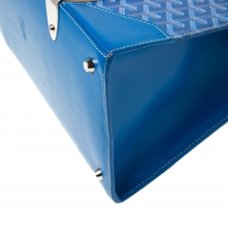 Goyard Blue Coated Canvas and Leather Saigon Top Handle Bag