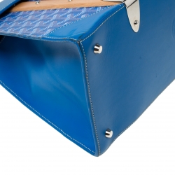 Goyard Blue Coated Canvas and Leather Saigon Top Handle Bag