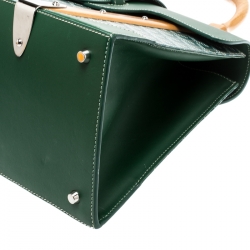 Goyard Green Coated Canvas and Leather MM Saigon Top Handle Bag
