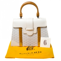 Pre Owned Goyard White Coated Canvas and Leather MM Saigon Top Handle Bag