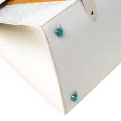 Pre Owned Goyard White Coated Canvas and Leather MM Saigon Top Handle Bag