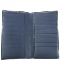 Pre Owned Goyard Navy Goyardine Coated Canvas Leather Long Wallet