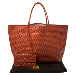 Pre Owned Goyard Orange Goyardine Coated Canvas St. Louis GM Tote