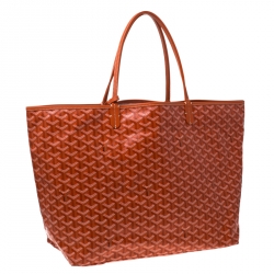 Pre Owned Goyard Orange Goyardine Coated Canvas St. Louis GM Tote