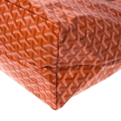 Pre Owned Goyard Orange Goyardine Coated Canvas St. Louis GM Tote