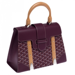 Pre Owned Goyard Burgundy Coated Canvas and Leather Saigon Top Handle Bag
