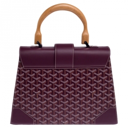 Pre Owned Goyard Burgundy Coated Canvas and Leather Saigon Top Handle Bag