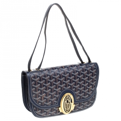Pre Owned Goyard Blue Goyardine Coated Canvas 223 PM Shoulder Bag