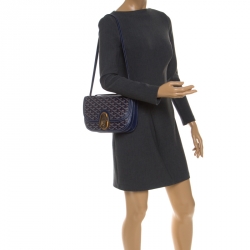 Pre Owned Goyard Blue Goyardine Coated Canvas 223 PM Shoulder Bag