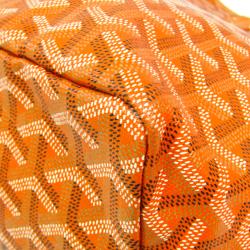 Pre Owned Goyard Orange Chevron Print Coated Canvas Leather St. Louis Martin Tote Bag 