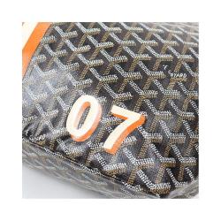 Pre Owned Goyard Black/Brown Chevron Print Coated Canvas Leather St. Louis Martin Tote Bag