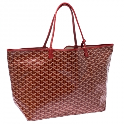 Pre Owned Goyard Red/White Goyardine Coated Canvas St. Louis GM Tote