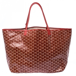 Pre Owned Goyard Red/White Goyardine Coated Canvas St. Louis GM Tote