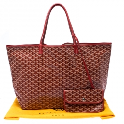 Pre Owned Goyard Red/White Goyardine Coated Canvas St. Louis GM Tote