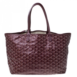 Pre Owned Goyard Bordeaux Goyardine Coated Canvas St. Louis PM Tote