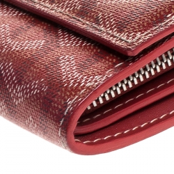 Goyard Goyardine Red Coated Canvas Flap Continental Wallet