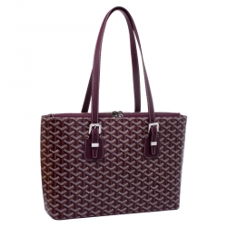 Pre Owned Goyard Burgundy Coated Canvas Okinawa GM Tote