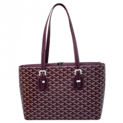 Pre Owned Goyard Burgundy Coated Canvas Okinawa GM Tote