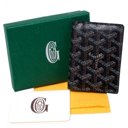 Pre Owned Goyard Black Goyardine Bi Fold Wallet