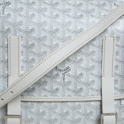 Pre Owned Goyard White Chevron Print Coated Canvas Belvedere MM Bag Saddle Bag
