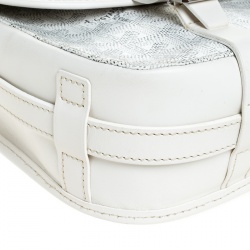 Pre Owned Goyard White Chevron Print Coated Canvas Belvedere MM Bag Saddle Bag