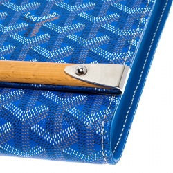 Pre Owned Goyard Blue Coated Canvas Monte Carlo Bois Clutch