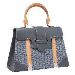Pre Owned  Goyard Grey Coated Canvas and Leather MM Saigon Top Handle Bag 